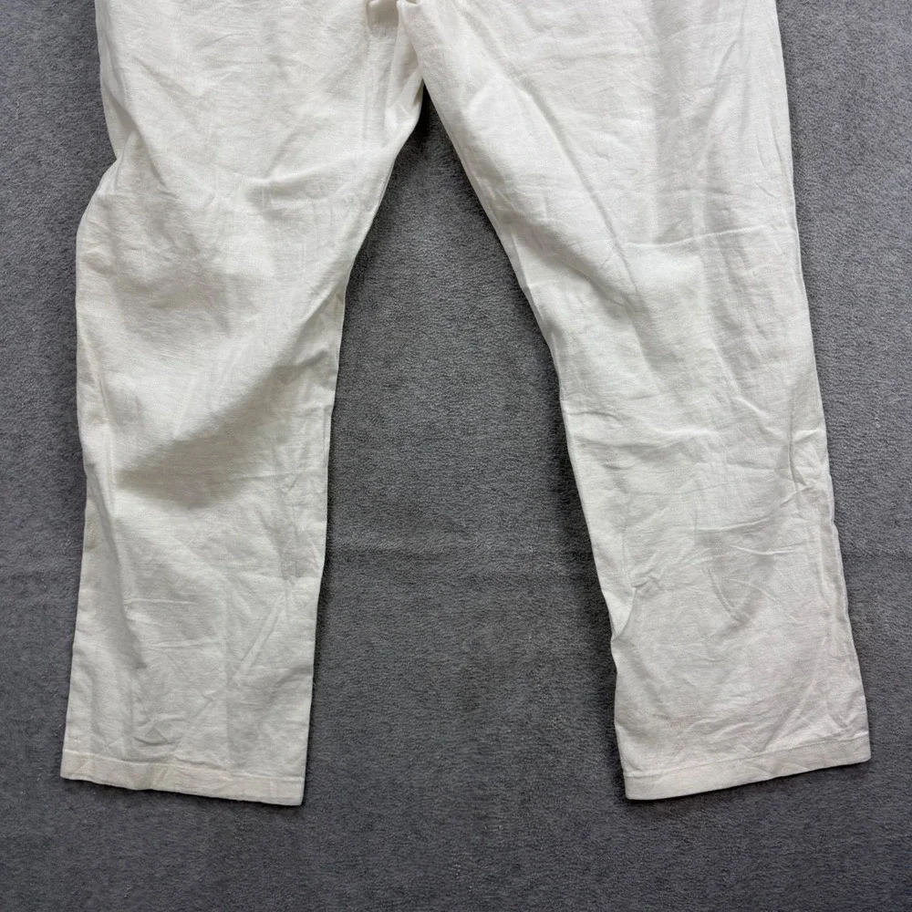 Onia Linen Blend Pants Mens 38x30‎ Cream Button Fly Straight Lounge Resort Beach